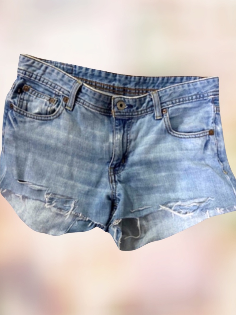 RALPH LAUREN POLO SHORTS Distressed Denim Cutoff Jean Jorts Comfy Cotton Size 8